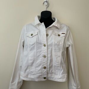Isaac Mizrahi White Jean Jacket, Size 2